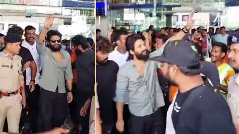 Icon Star Allu Arjun Visuals Vizag Airport Pushpa Pushpa