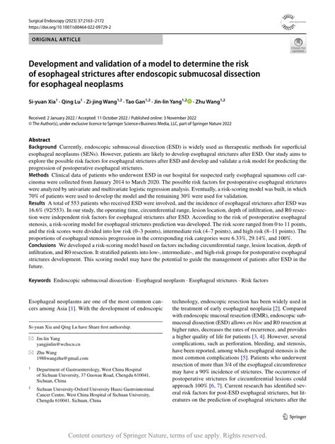 Development And Validation Of A Model To Determine The Risk Of