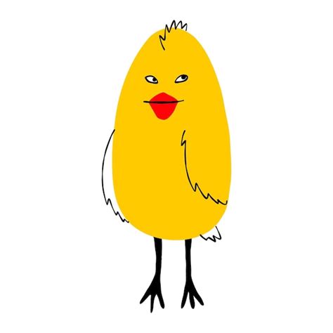 Genial y extraño personaje de pollo amarillo Ilustración de personaje