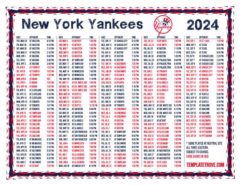 New York Yankees 2025 Schedule Printable Susanne Bowen