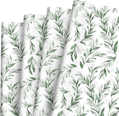 Amazon JarThenaAMCS Greenery Wrapping Paper Not Roll Watercolor