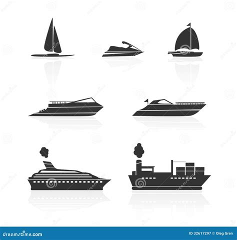 Boats And Ships Icons Set Stock Vector Illustration Of Floating 32617297