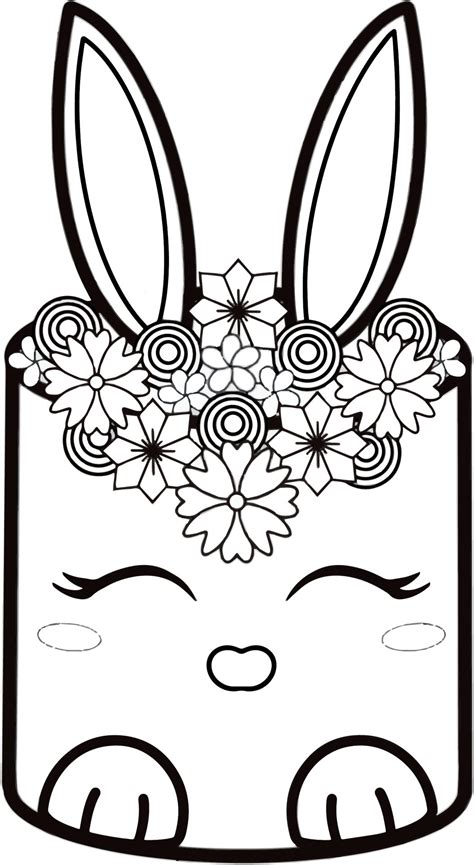 Easter Bunny Cake With Flowers Coloring Page Vector Art At