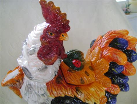 Colorful Rooster Ceramic Teapot Chickens