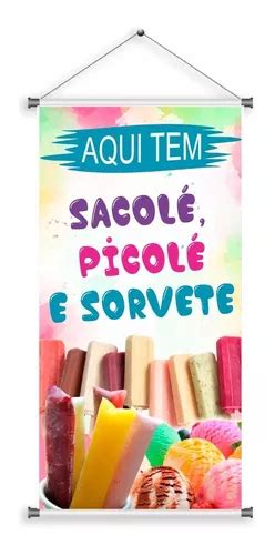 Banner Sorveteria Picolé Sacolé Geladinho Sorvete 120x60