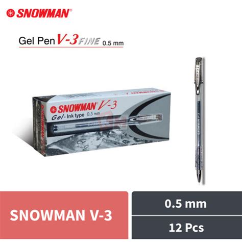 Jual Pulpen Ballpoint Pena Snowman V 3 V3 Hitam 0 5 Mm Fine Gel Pen 12