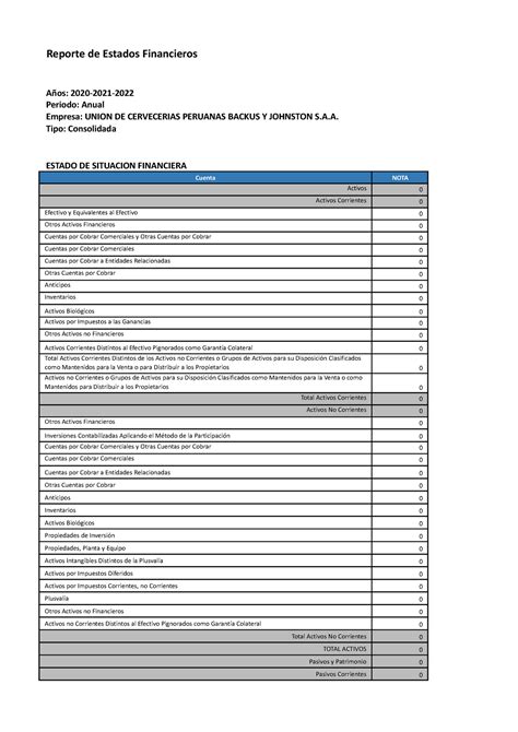 Tarea Academica Gerencia Empresarial Reporte De Estados Financieros