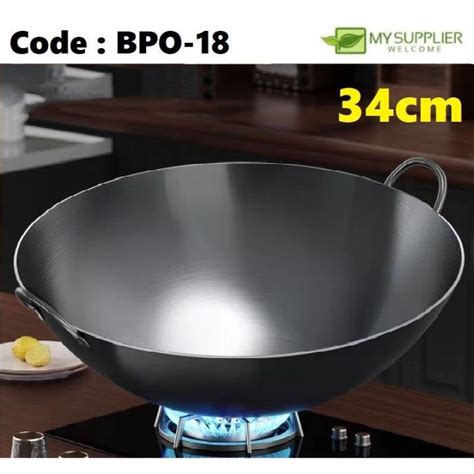 Bpo Cm Non Stick Metal Wok Iron Wok Pre Seasoned Traditional Wok