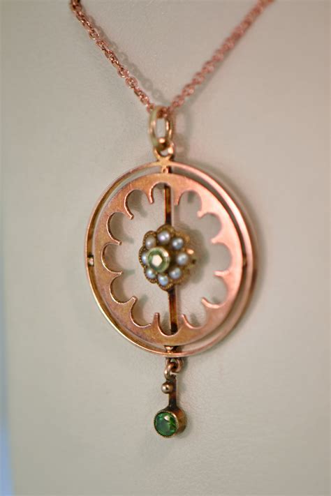 Edwardian Steampunk Style Rose Gold And Demantoid Garnet Lavalier