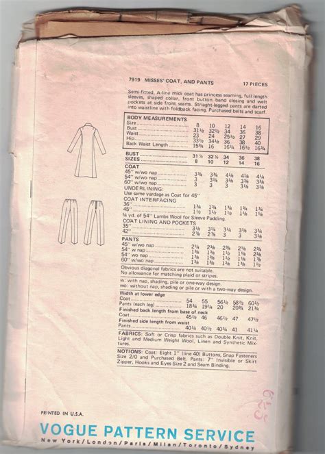 Vintage Vogue Sewing Pattern Misses Semi Fitted A Line Etsy