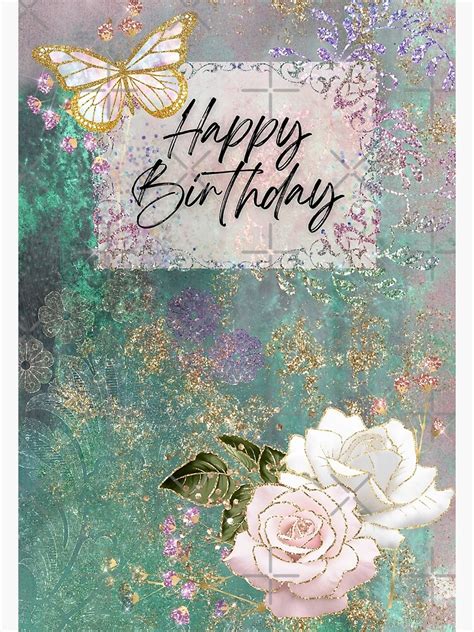 Shabby Chic Happy Birthday Card And Accessories Poster For Sale By