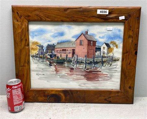 Watercolor Harbor Scene Painting Dixon S Auction At Crumpton