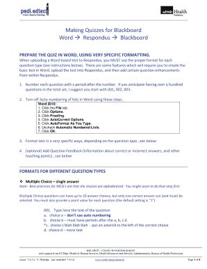 Fillable Online Making Quizzes For Blackboard Fax Email Print PdfFiller