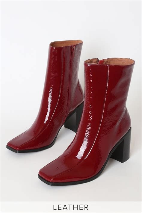 Red Leather Booties