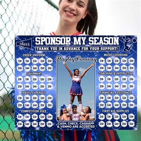 Editable Cheerleader Fundraising Donation Calendar Template, Cheering