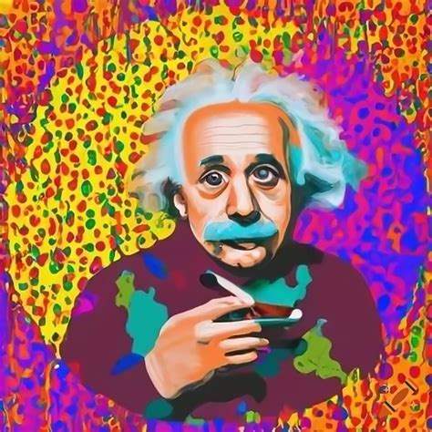 Portrait Of Albert Einstein Smoking A Pipe In Vibrant Pop Art Style