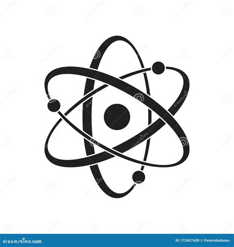 Black Atom Vector Icon Symbol Of Science Education Nuclear Physics