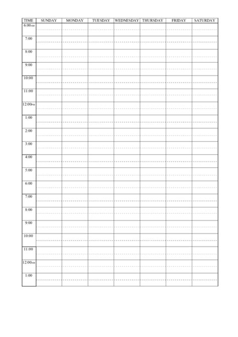 Weekly-Hourly Study Schedule Template printable pdf download