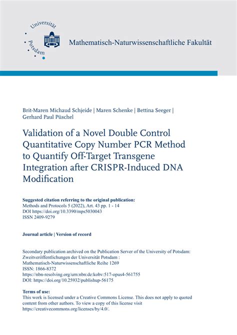 Pdf Validation Of A Novel Double Control Quantitative Copy Number Pcr