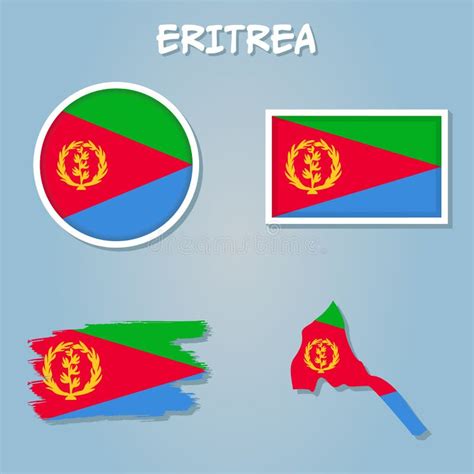 Vector Of Eritrea Country Outline Silhouette With Flag Set Stock Vector