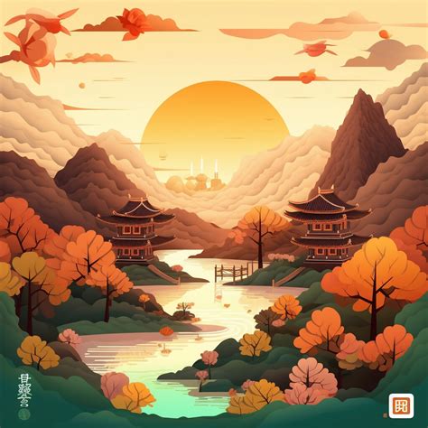 ArtStation - Sunset Japan Landscape Illustration