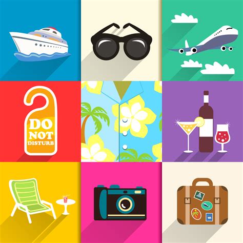 Travel And Vacation Icons Set 429411 Vector Art At Vecteezy