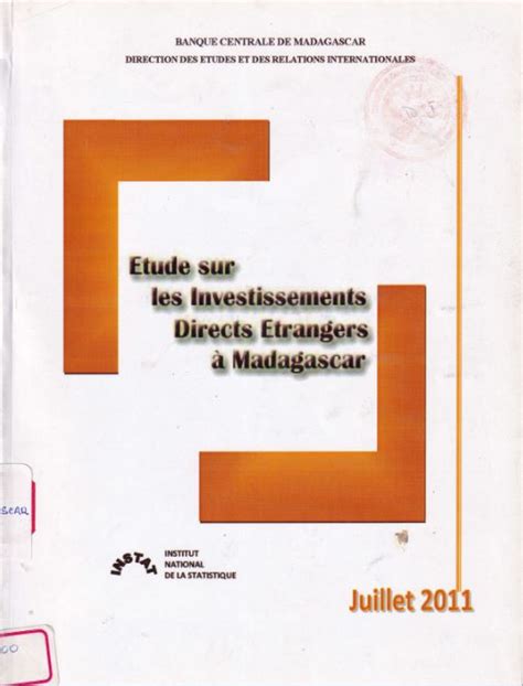 Etude Sur Les Investissements Directs Etrangers A Madagascar Pays