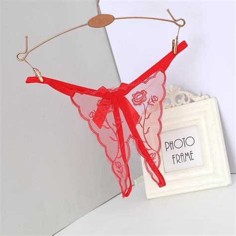 Womens Sexy Embroidery Thongs Panties Open Crotch Crotchless Underwear G String Ebay