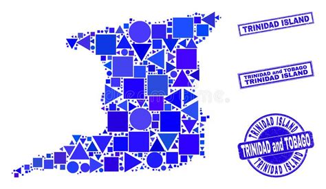 Mapa De Islas De Mosaico De Trinidad Y Marcas De Agua De Bloqueo De