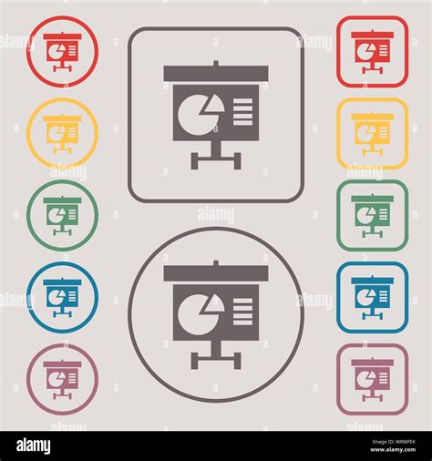 Graph Icon Sign Symbols On The Round And Square Buttons With Frame