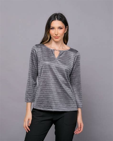 Blusa Manga Longa Detalhe Corrente Manoock Moda Feminina