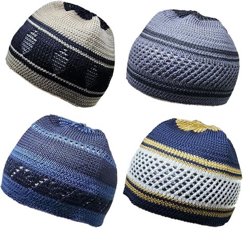 Set 4 Color Kufi Hat For Muslim Men AMN 411 Beanie Skull Cap Islam