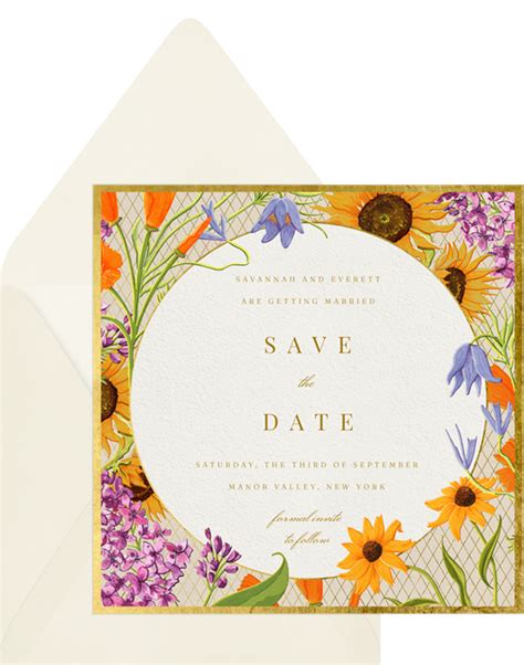 Elegant Wildflowers Save The Dates In Purple Greenvelope