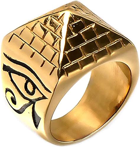 Lh Bd Gyptische Pyramiden Ring Stahl Auge Des Horus B Sen Allsehendes