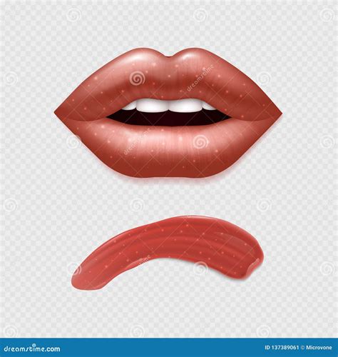 Vector Realistic Female Lips And Lipstick Template Stock Vector