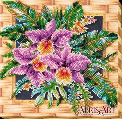 Diy Bead Embroidery Kit Tropical Leaf And Cattleya Orchid Diy Etsy In