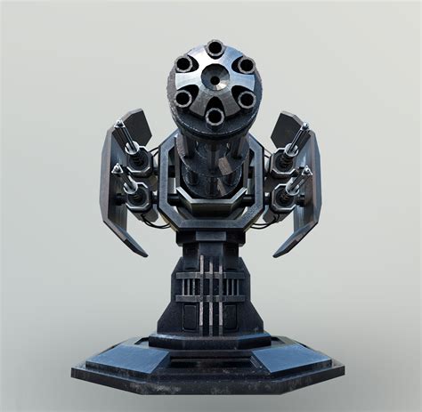 Minigun Turret D Modell Ds Fbx C D Unknown Free D