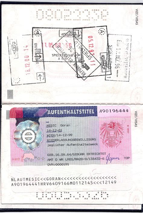 Croatian Passport with multiple Austrian residence Permits, Visas from