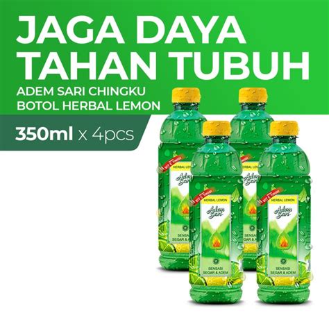 Jual Adem Sari Ching Ku Minuman Penyejuk Botol Herbal Lemon 4x350 Ml