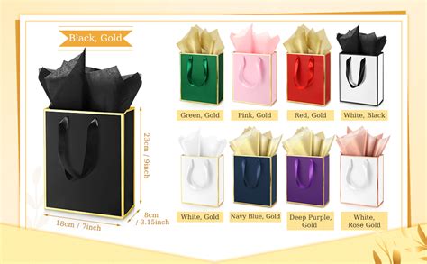 Amazon Yeaqee Pack Metallic Paper Gift Bags With Handle And