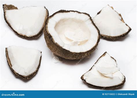 Coconut Pieces Isolated On A White Background Stock Photo Image Of