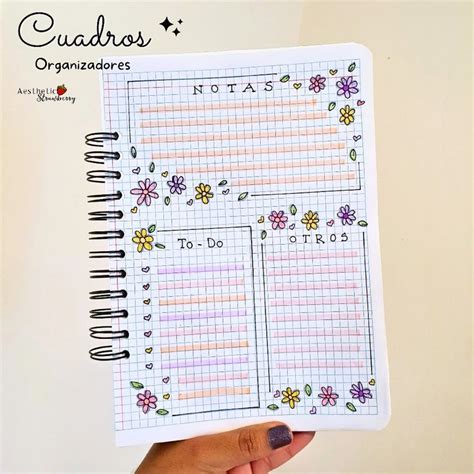 Cuadros Organizadores Con Flores Cute En 2024 Libreta De Apuntes