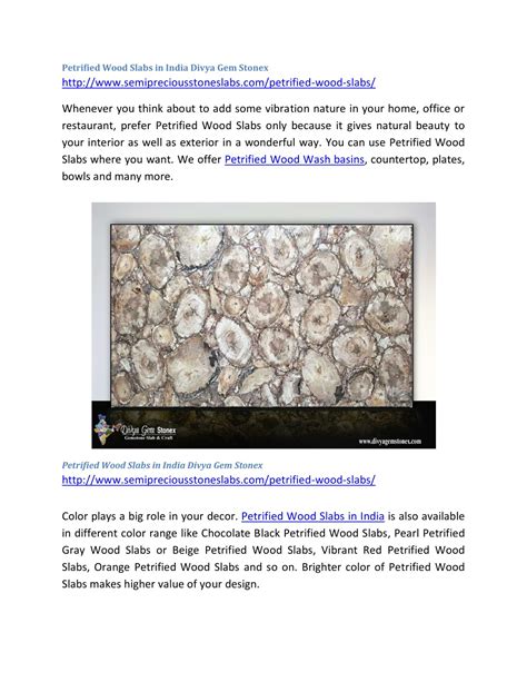 Ppt Petrified Wood Slabs In India Divya Gem Stonex Powerpoint