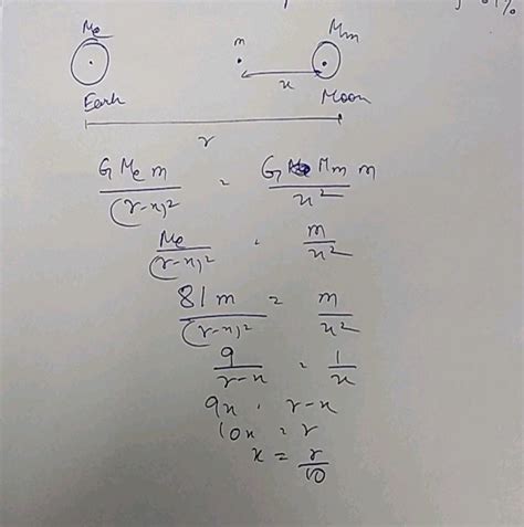 If The Distance Between The Centres Of Earth And Moon Is D And Mass Of