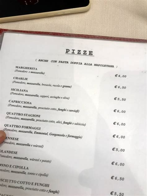 Menu Da Pizzeria Ristorante Charlie Roncade