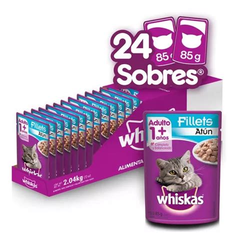 Whiskas Alimento Húmedo para Gatos Atún 24 Sobres 85gr c u Envío gratis