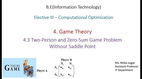 Two Person Zero Sum Game Problem Without Saddle Point Game Theory