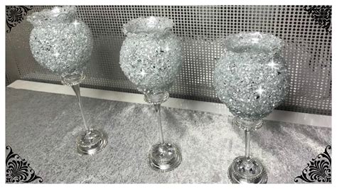 Diy Dollar Tree Vase And Crushed Glass Bling Candle Holders Youtube