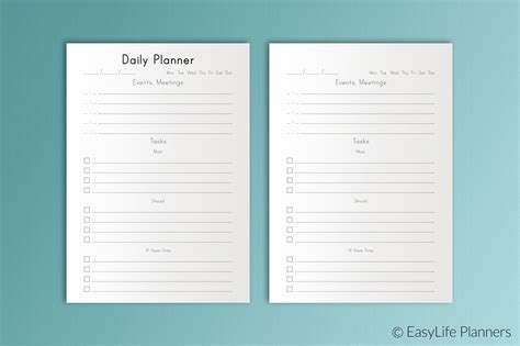 Daily Planner A5 Size Printable Templates And Themes Creative Market