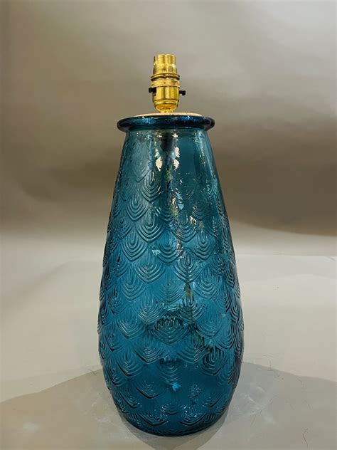 Recycled Glass Lamp Raised Decoration In Aqua Blue Becksteps Gallery